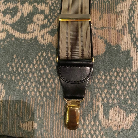 Men's Unbranded Suspenders One Size Grey Leather Made in Canada German Gold Tone - Picture 5 of 9